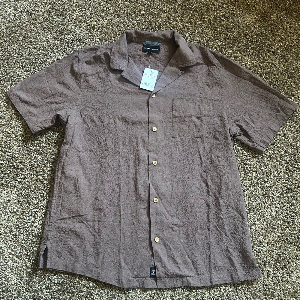 Lucky Brand Men's Casual Brown Button‎ Down Shirt